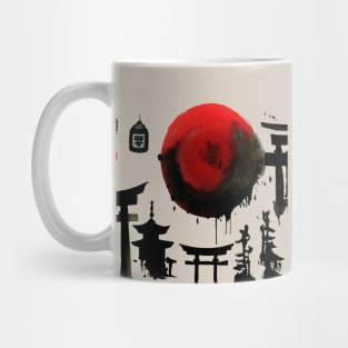 Shinto shrines tokyo with Japanese ink Mug